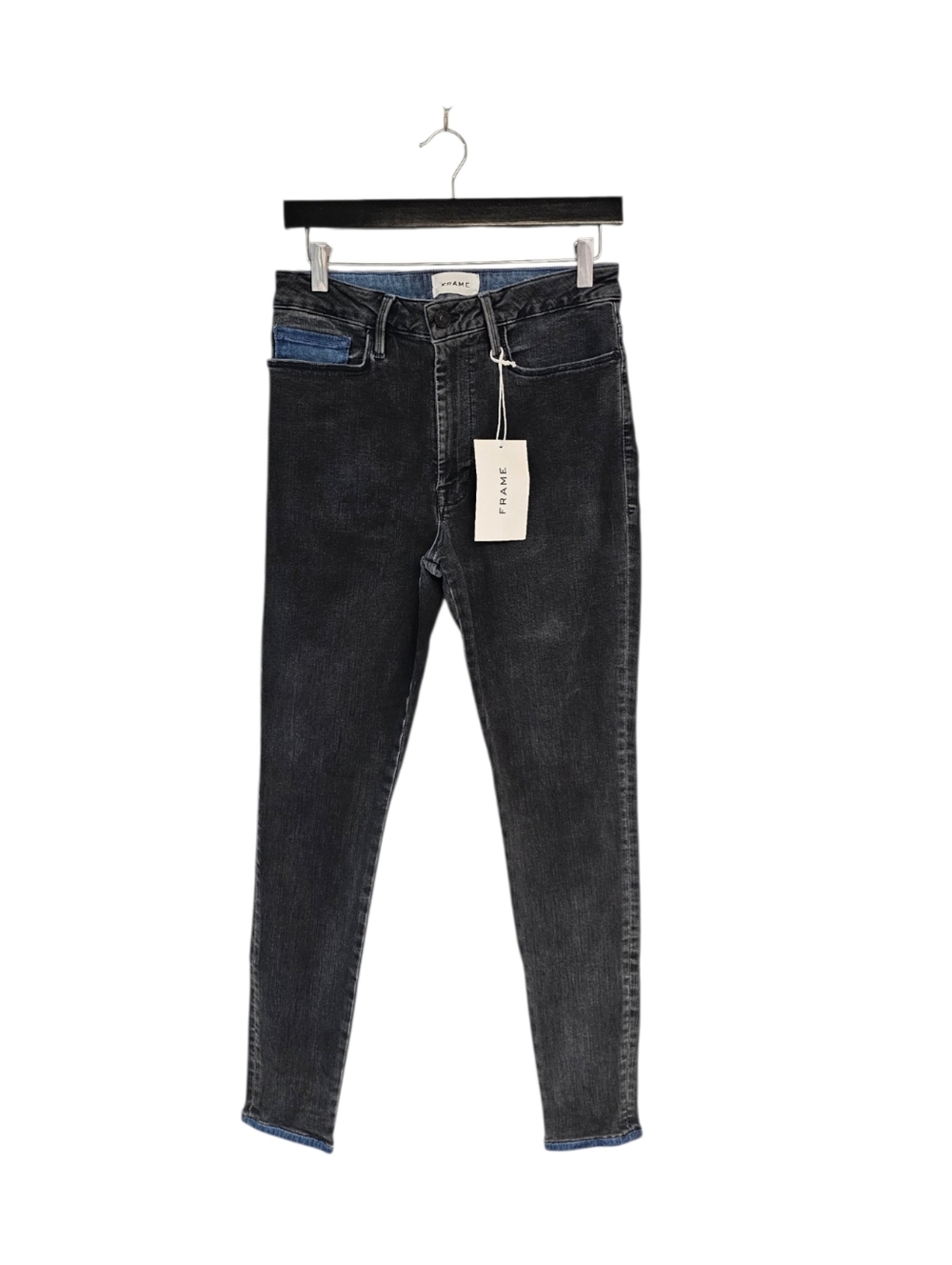 FRAME Denim Le One Mid Rise Skinny Fit Color Black Gray Black & Blue Jeans 2 NWT
